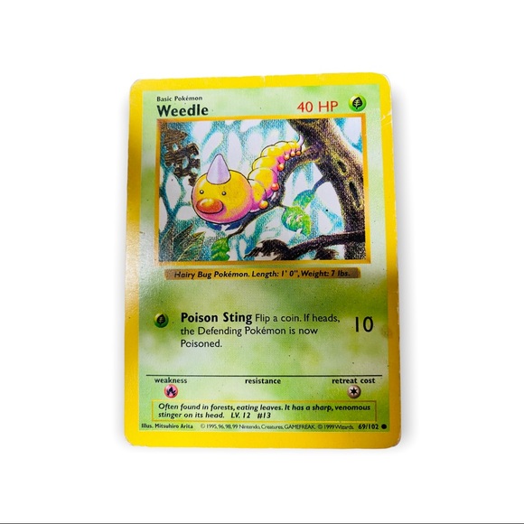 Pokemon | Toys | Weedle 692 1999 Shadowless Pokmon Card 13 | Poshmark